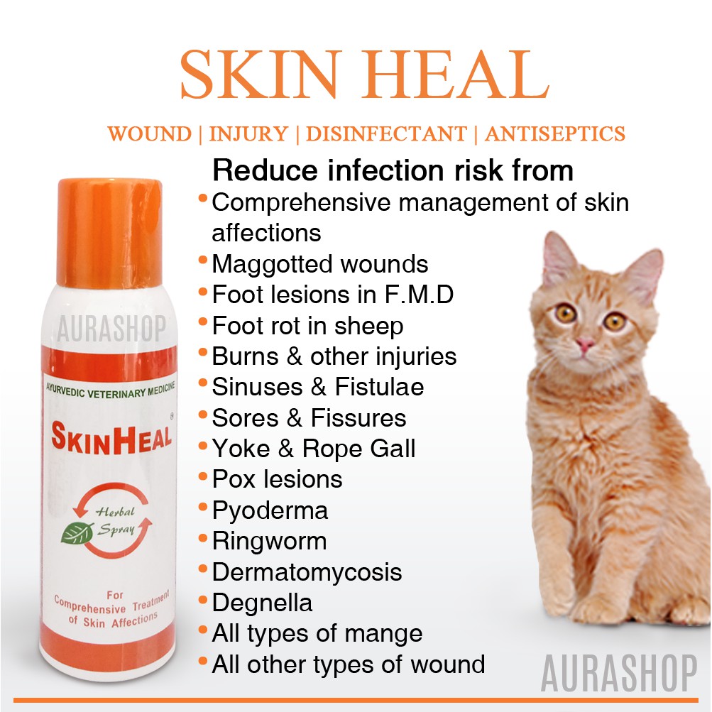 Skin Heal Pet Spray 100ml - Luka, Pyoderma, Kurap, Mange, Maggot 