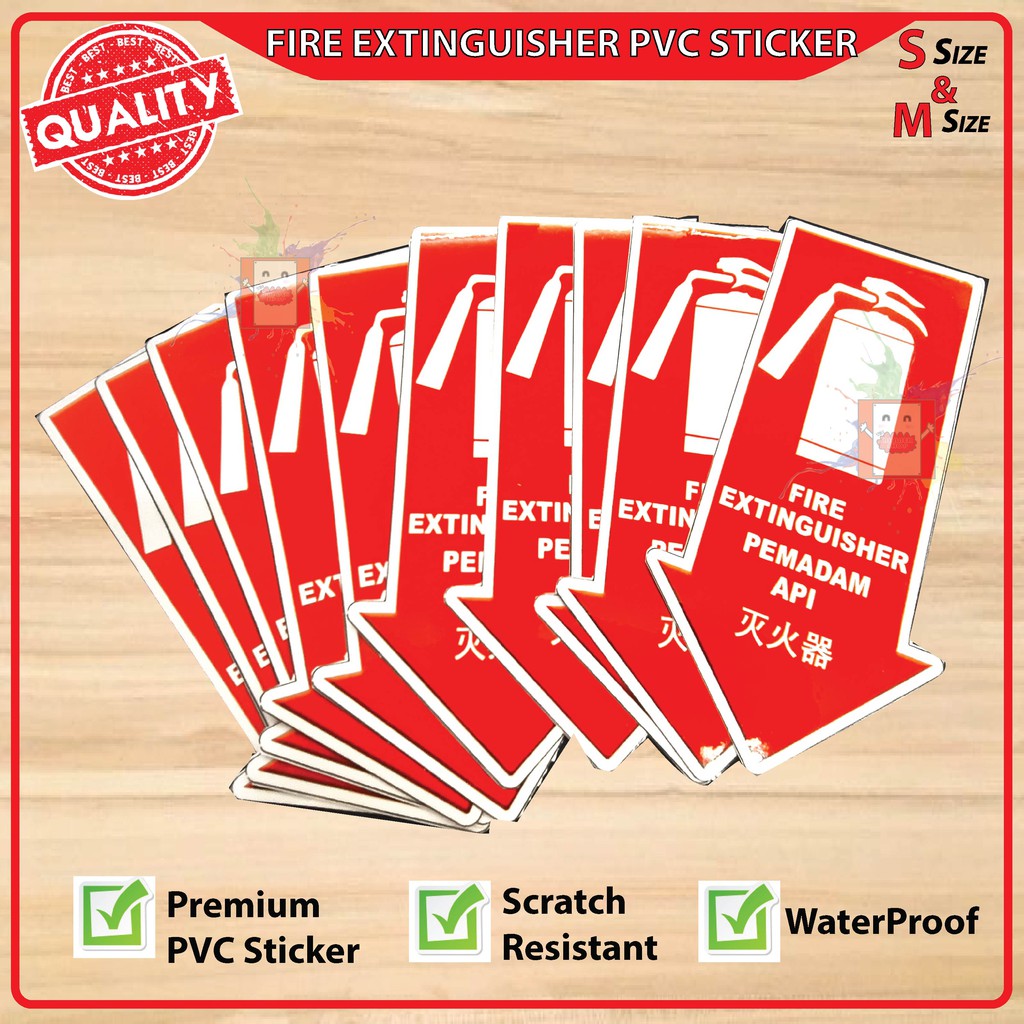 Fire Extinguisher PVC Sticker Gloss Red Colour