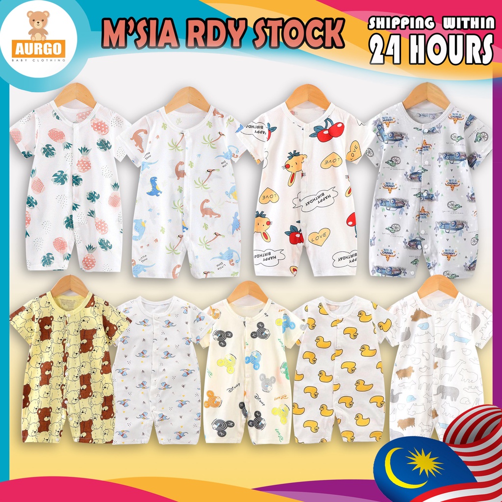 Mid Button Romper Newborn Boy Girl Baby Mid Button Romper Msia stock short Sleeve Baby Cloth Baby Boy Girl Clothes