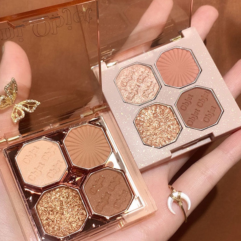 DIKALU [DKL-904] 4-Compartment Eyeshadow Coco Venus Eyes Mini Objet Matte Texture Shimmer Beautiful Color Long-Lasting Easy To Carry Eyeshadow Palette Makeup