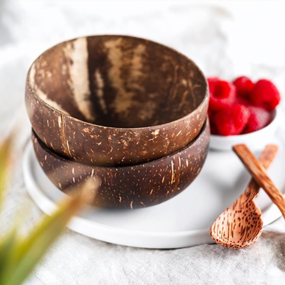 Wooden Handcraft Coconut Bowl Coconut Shell Rice Bowl Fruit Milkshake Salad Plate Dessert Container
