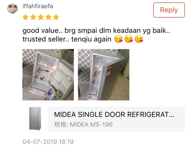 Midea Single Door Refrigerator 156l Ms 196 Shopee Malaysia