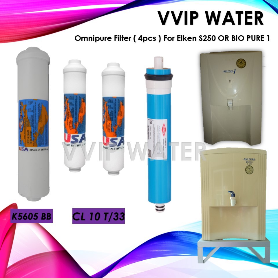 Omnipure Elken S250 & BIO PURE 1 RO Water Filter Cartridge ( Made in
