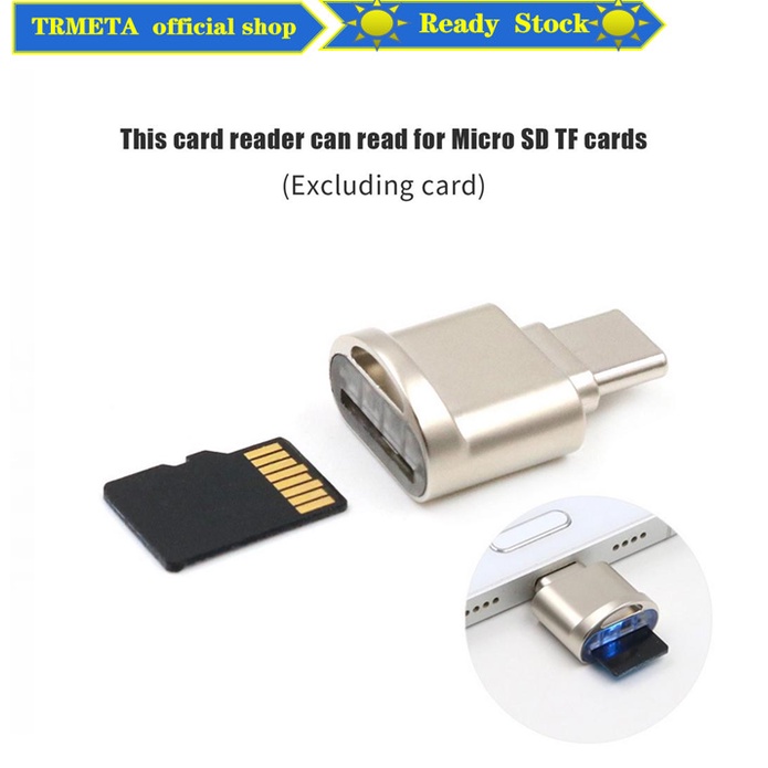 TRMETA Portable Card Reader USB 3.1 Type C USBC TF MicroSD OTG Adapter
