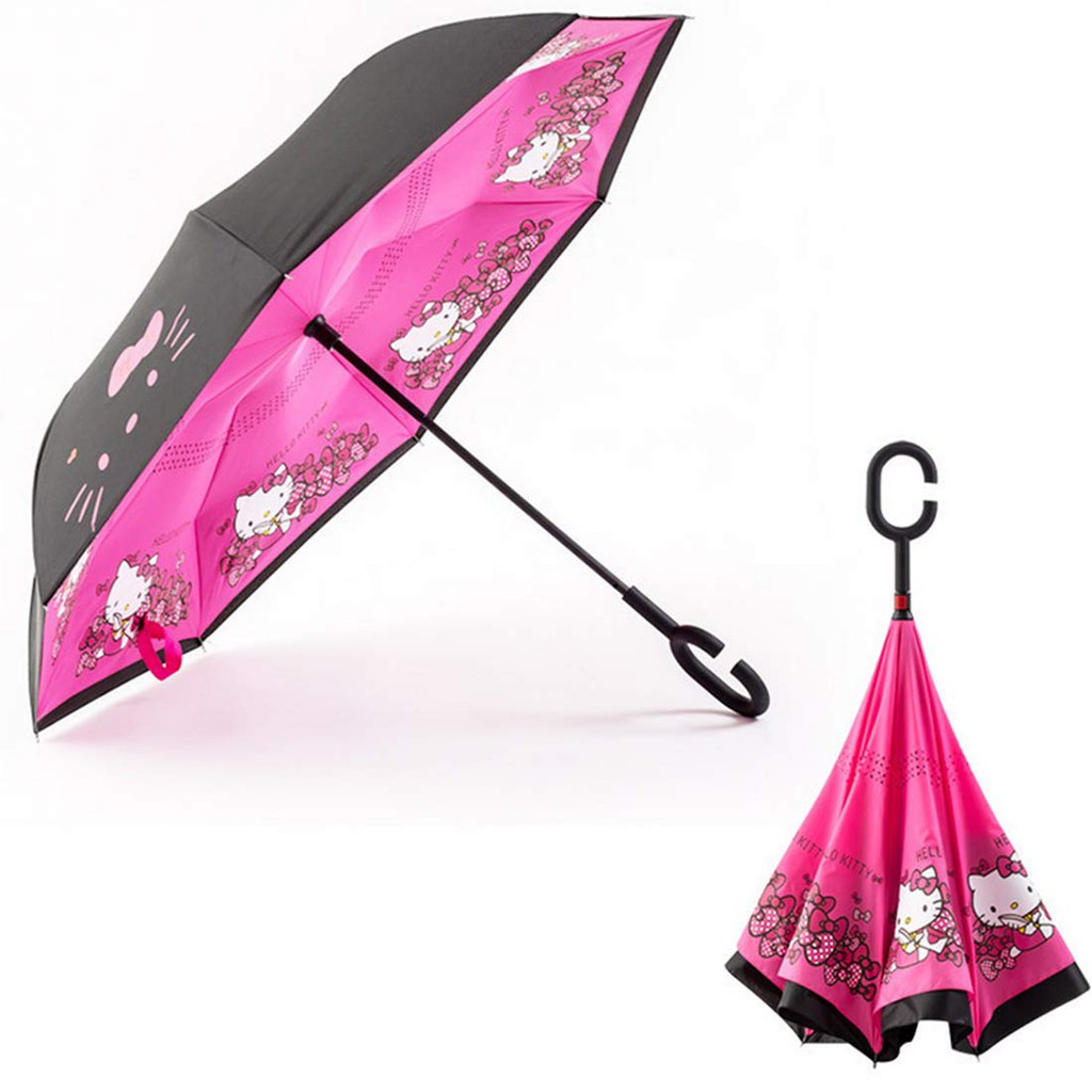 Fulande Large C Hook Design Inverted Reverse Double Layer Umbrella