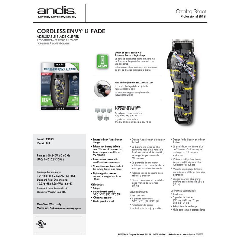 andis cordless envy li fade