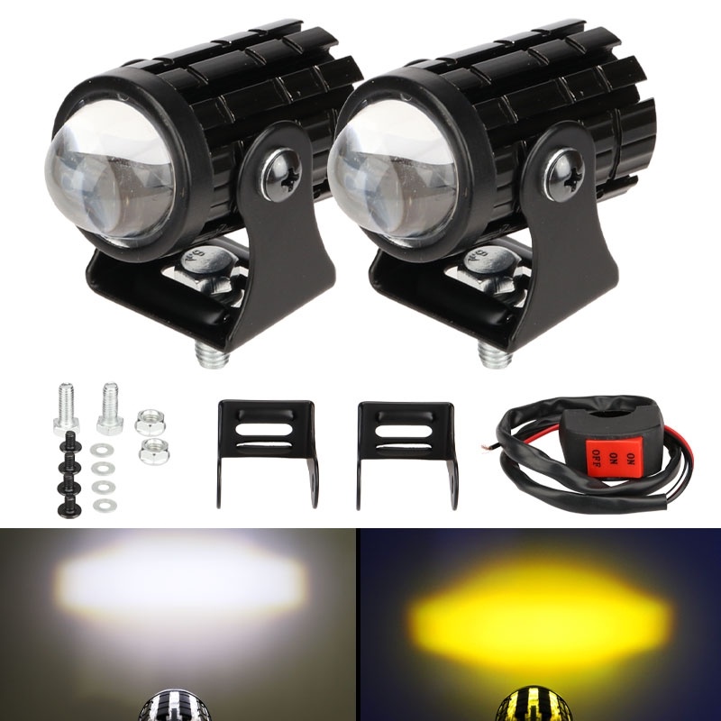 2pcs Motorcycle Fog Lights Switch High Low Flash LED Bright Headlight ...