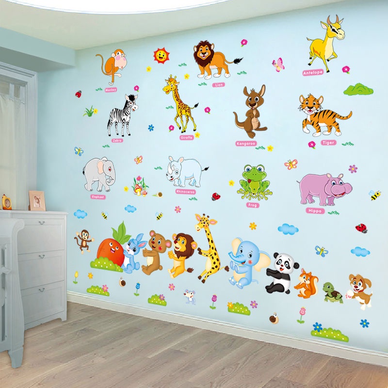 Susun atur bilik darjah tadika sekolah pelekat dinding kaca bilik kanak-kanak bilik tidur bayi hiasan haiwan kertas dinding diri-a/*#School kindergarten classroom layout glass wall stickers children s room baby bedroom animal decoration wallpaper self-a