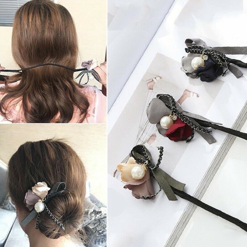 Tranquillt Bun Maker Donut Device Quick Messy Women Pearl Hair