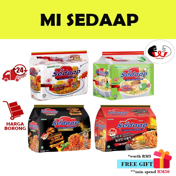 MI SEDAAP [5pcs] (Original / Soup Soto / Singapore Laksa / Korean Spicy Chicken)