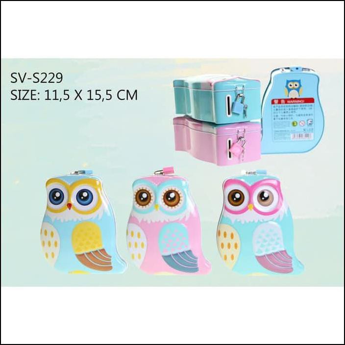 Coin Box Piggy Bank Piggy Bank Large Size Owl Padlock Key Owl Xiao Ling Jing S 229