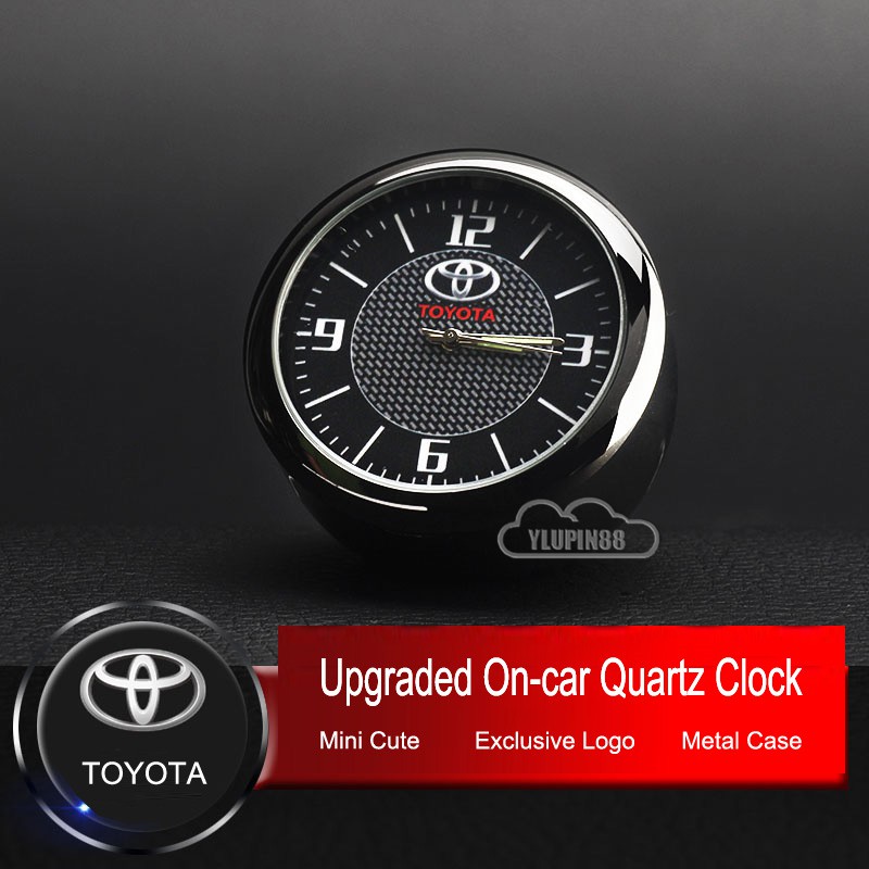 TOYOTA Mini Luminous Car Interior Quartz Clock Car Dashboard Vent Alloy