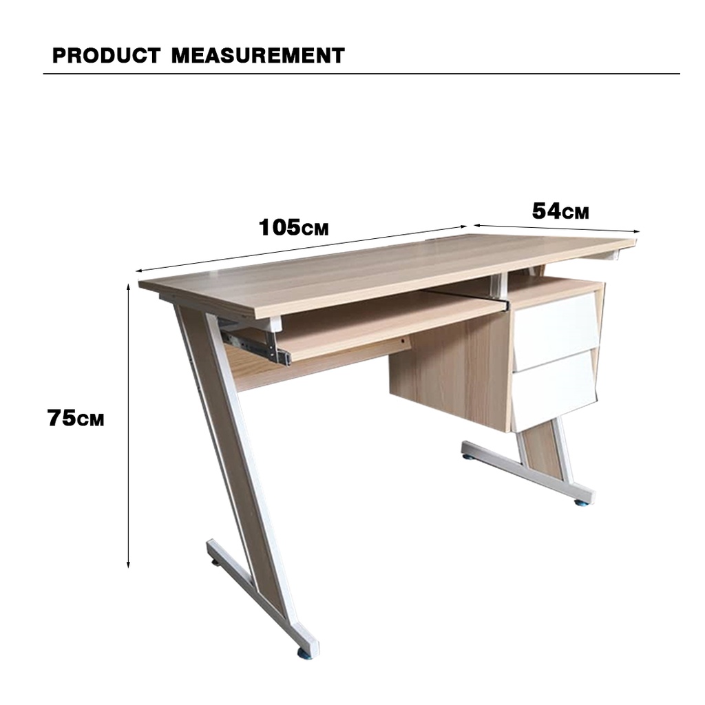 [105x75cm] ALADDIN OFFICE TABLE / STUDY TABLE With white Steel