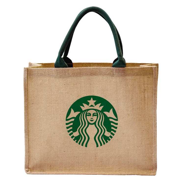 Ready Stock STARBUCKS Eco Friendly Shopper Jute Bag Women Handbag Tote Bag Top Handle Shoulder Bags Laptop Travel Gi