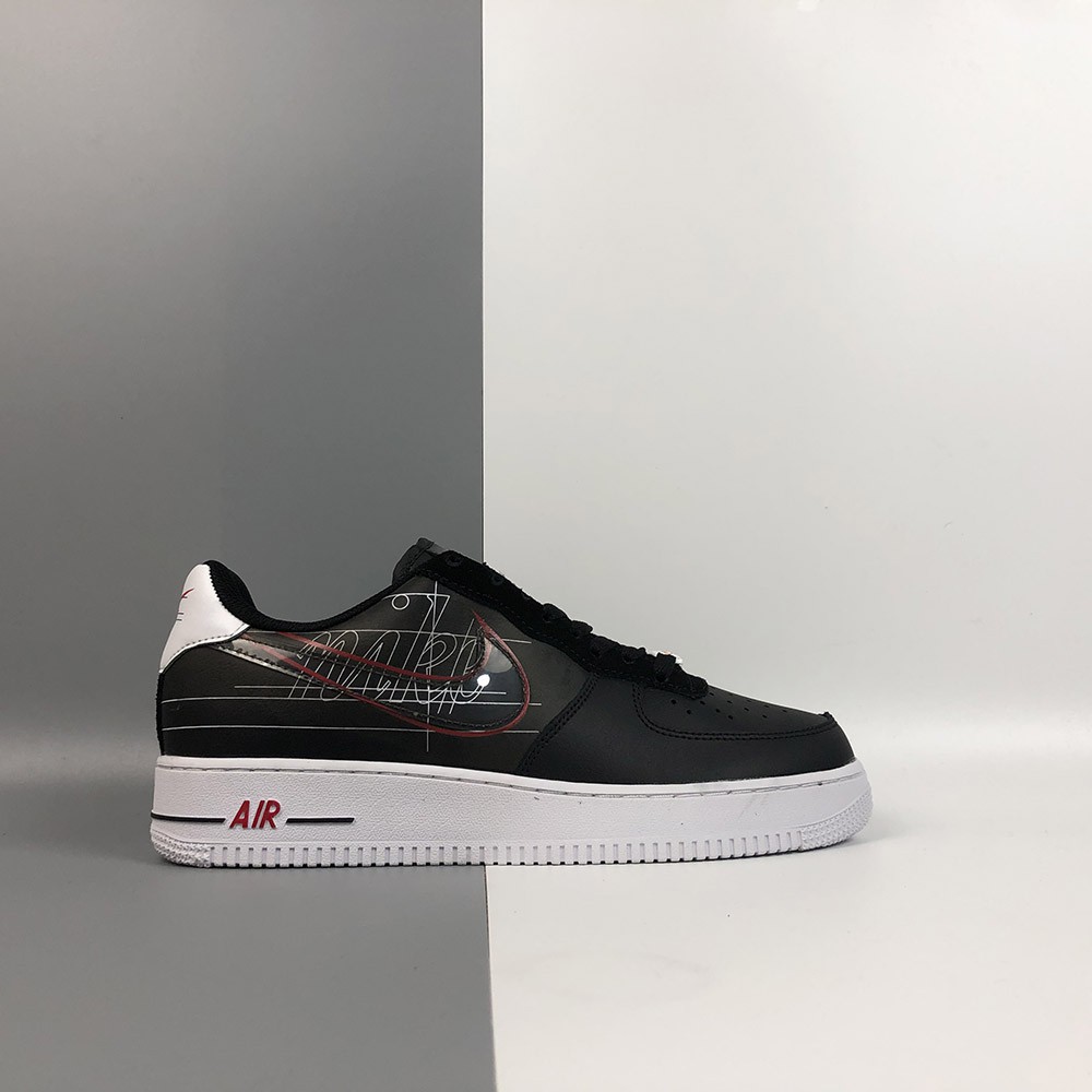 nike air force 1 swoosh black and white