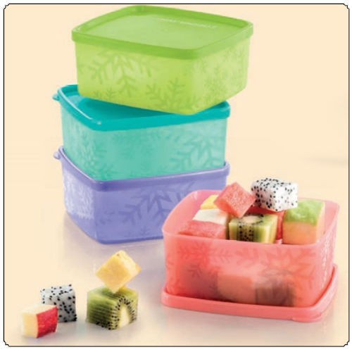 Tupperware (4 pcs) Snowflake Square Round 400ml