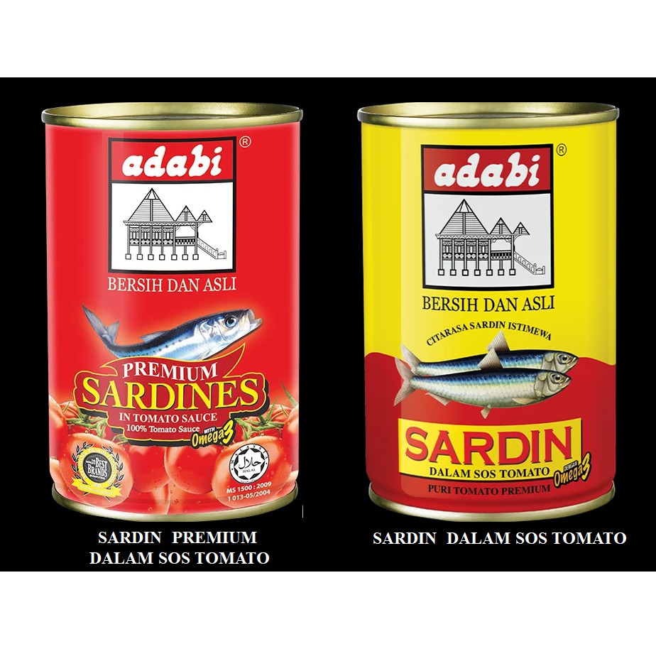 Ready Stock Adabi Sardin Premium Sardin Dalam Sos Tomato Cili Sardin Dalam Sos Tomato Shopee Malaysia