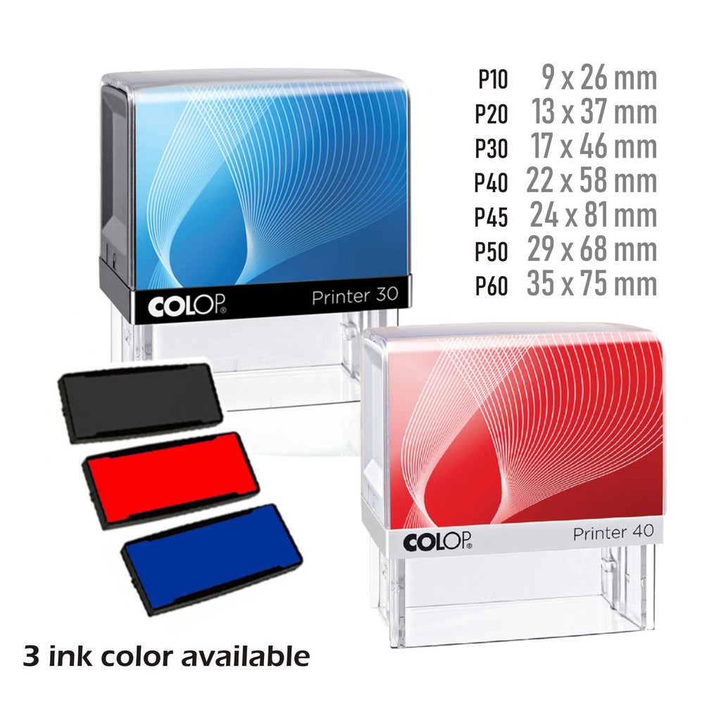 COLOP RUBBER STAMP P10, P20, P30, P40, P50, P60 With Rubber / Colop