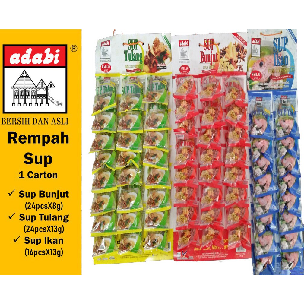 Adabi Rempah Sup (Pelbagai) 1 Papan  Shopee Malaysia