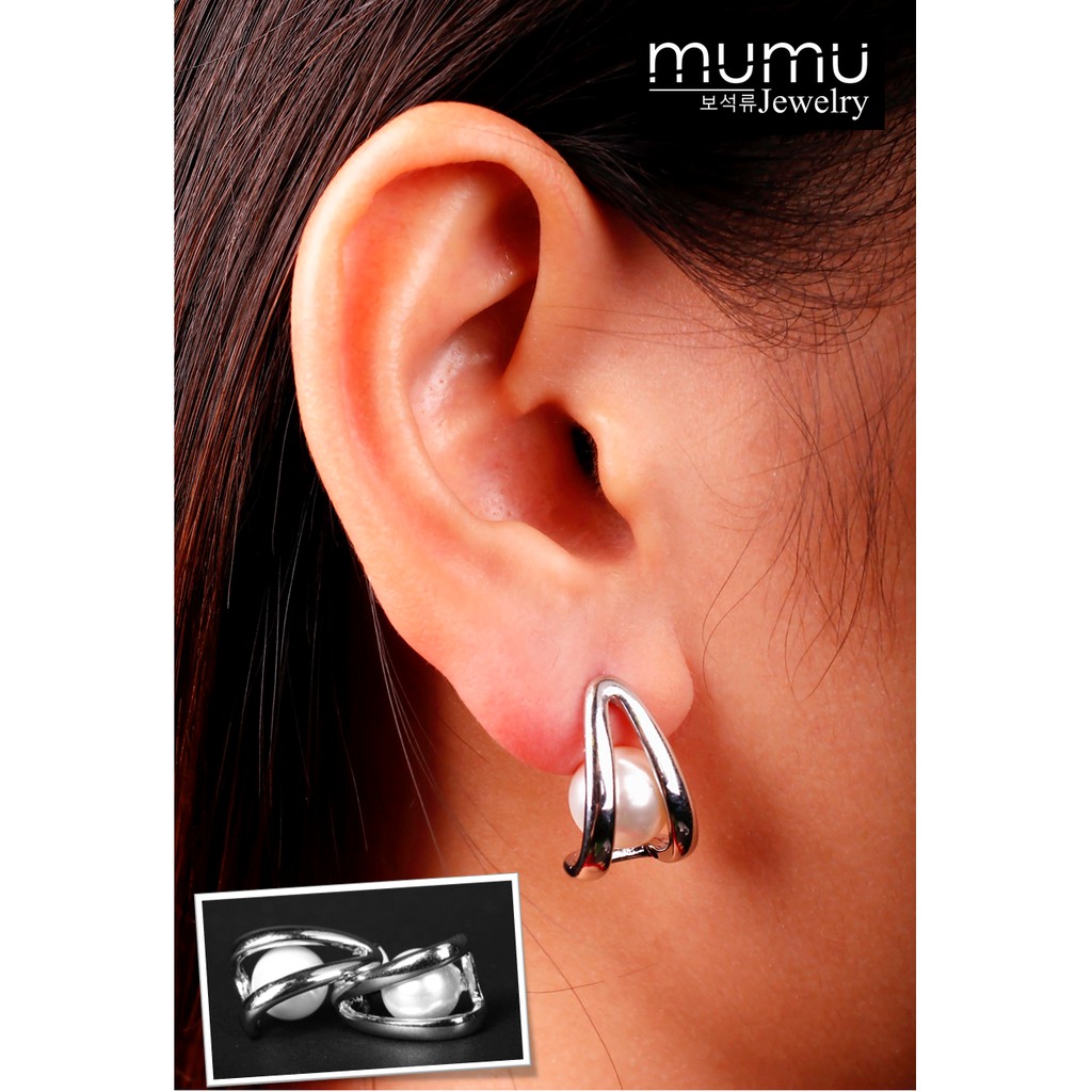 AFGY FGA 286 Silver Plated with White Pearl Stub Earring