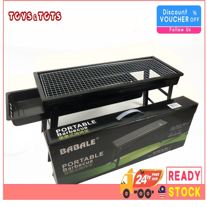 Portable BBQ Grill Outdoor Folding Barbecue Stainless Steel Set Panggang Ayam Ikan Seafood Mudah Alih