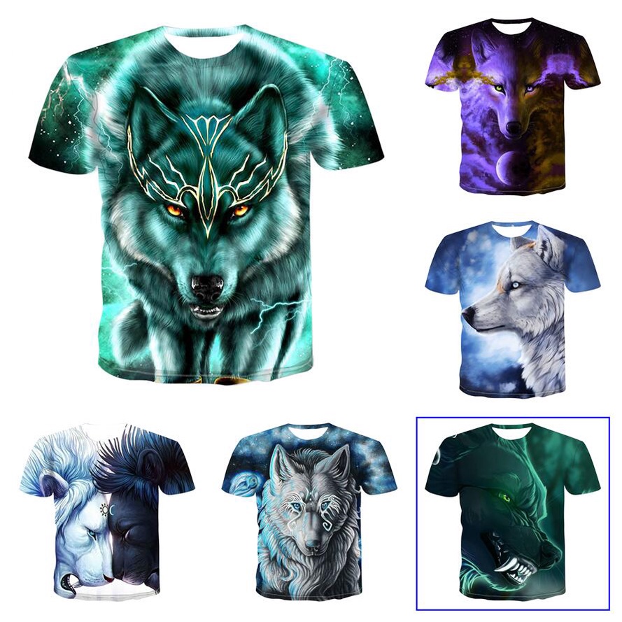 Summer 3D Print 's New T- Shirt Wolf Personalized T- Shirt Boys Girls T ...