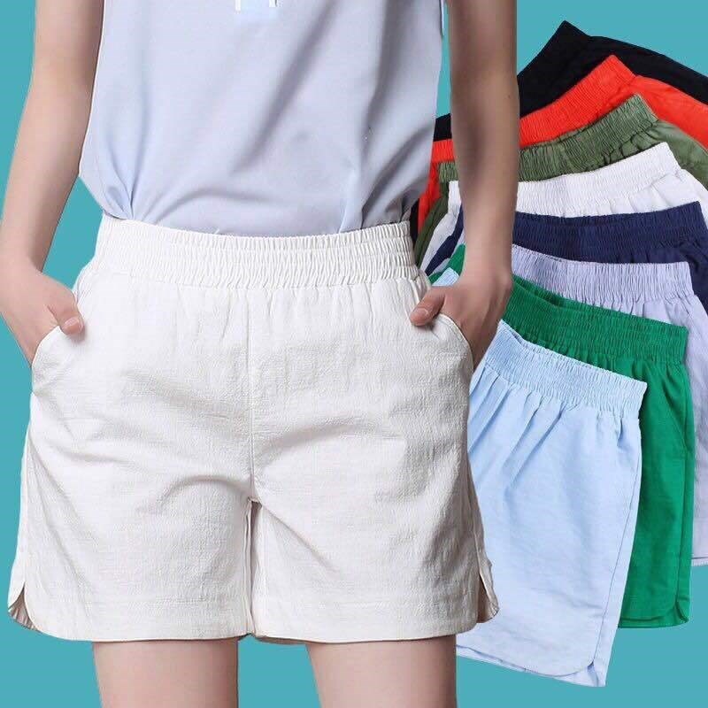 womens cotton shorts elastic waist