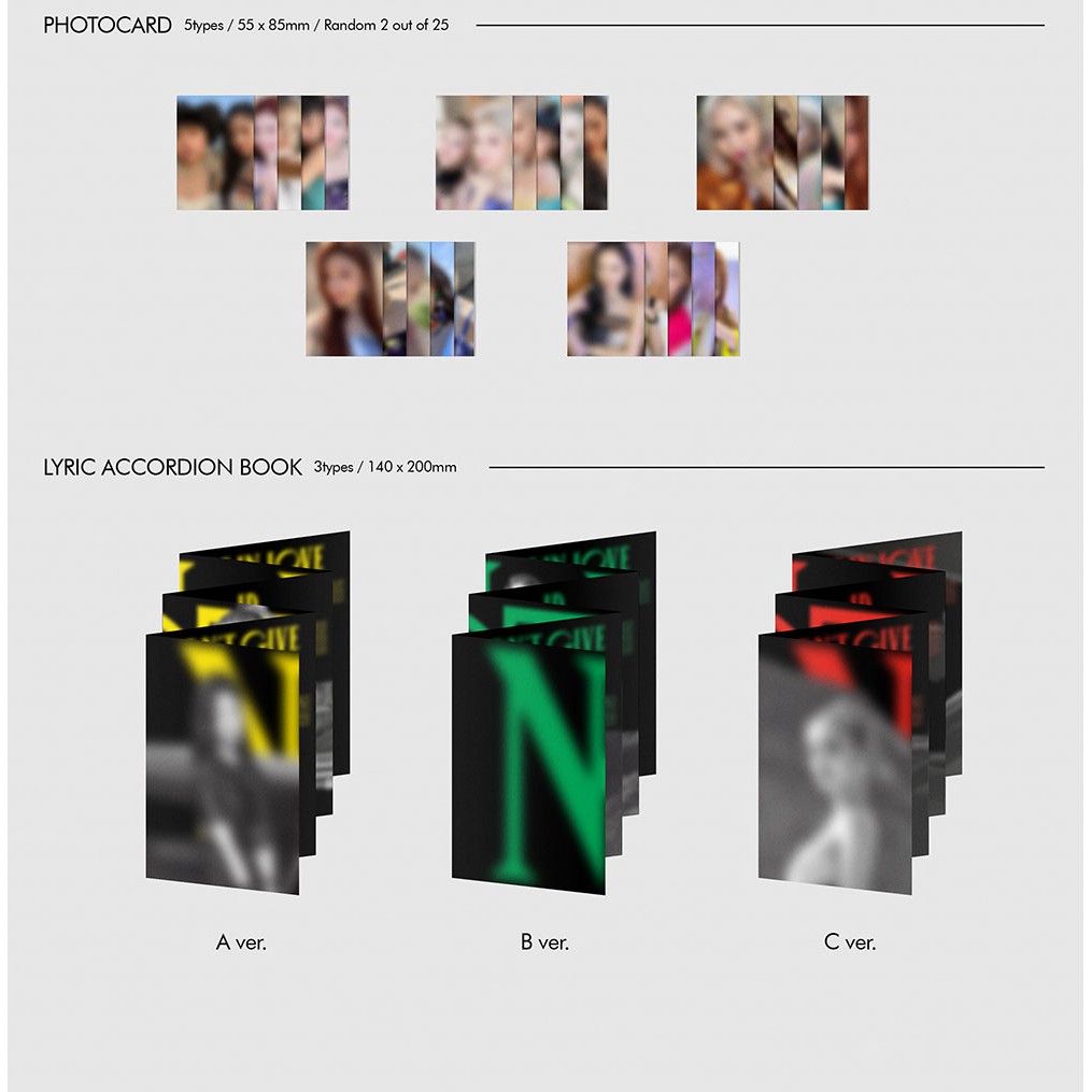 A+B+C ver. Set JYP Entertainment ITZY Not Shy Album+Pre-Order Benefit+Folded Poster+Extra Photocards Set 