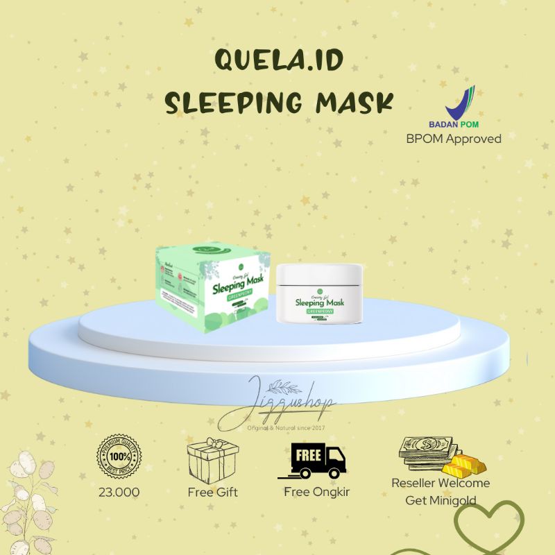 Quela Sleeping Mask Greenpeony | Quela.id sleepmask green peony