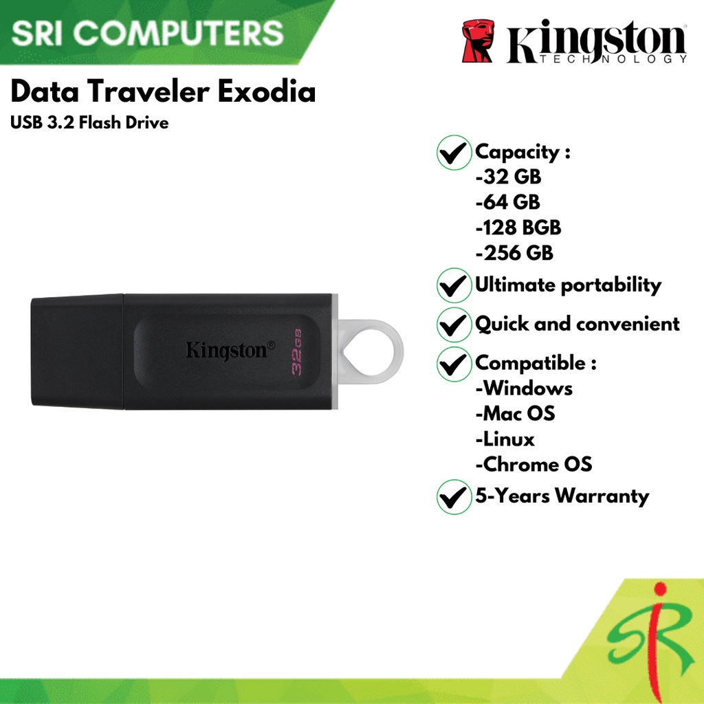 Kingston DataTraveler Exodia USB 3.2 Flash Drive [5YEARS WARRANTY