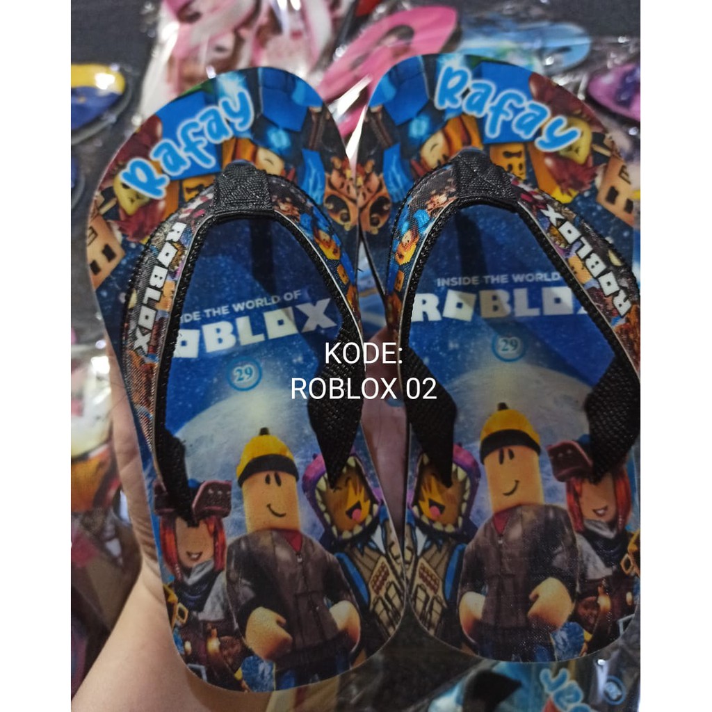 Roblox Character Print Sandals | Free Flip Flops Use Name | Shopee Malaysia