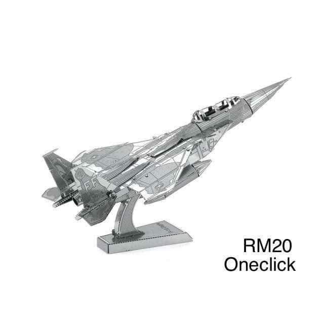 DIY 3D Silver F-15 Eagle RM20 Size 8.8 x 6 x 3.2cm