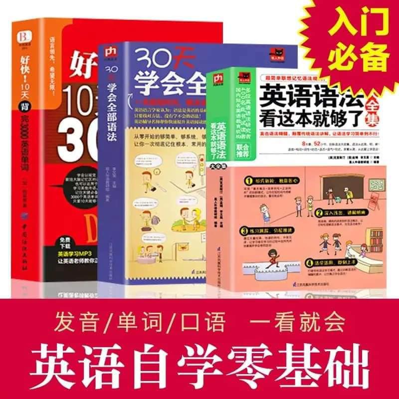 3册英语语法 看这本就够了大全集 30天学会全部语法 好快10天背完3000英语单词英语语法大全 零基础自学入门书籍学习教材书