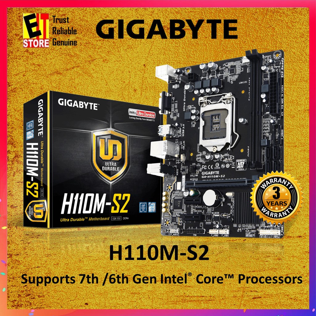 Gigabyte Ga H110m S2 Intel H110 Chipset Motherboard Shopee Malaysia