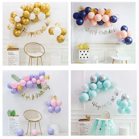 Macaron balloon chain with boy girl baby birthday party one old baby party  body layout theme background decoration | Shopee Malaysia