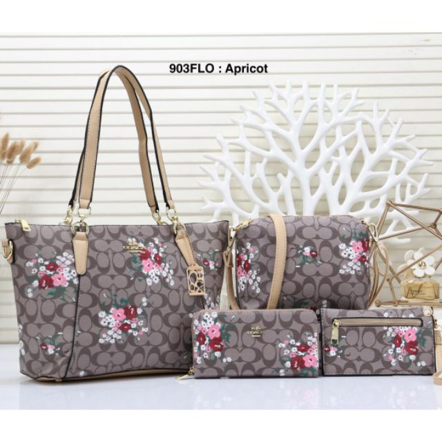 ?️ Coach Floral Tote Bag Shoulder Bag Sling Bag Wallet Wristlet Set 4in1  903FLO* | Shopee Malaysia