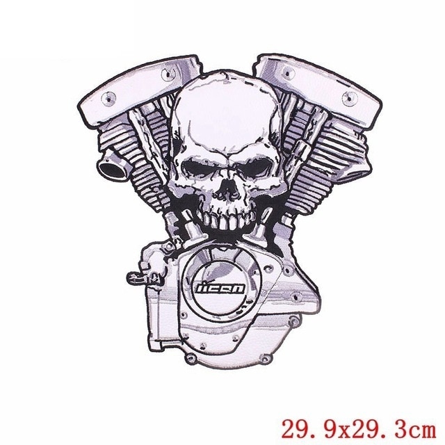 Pizza Skull Punk Biker Heavy Metal MC Club Patch Embroidered Sew Iron On Patches Badge Bags Hat Jeans Shoes T-Shirt Applique 