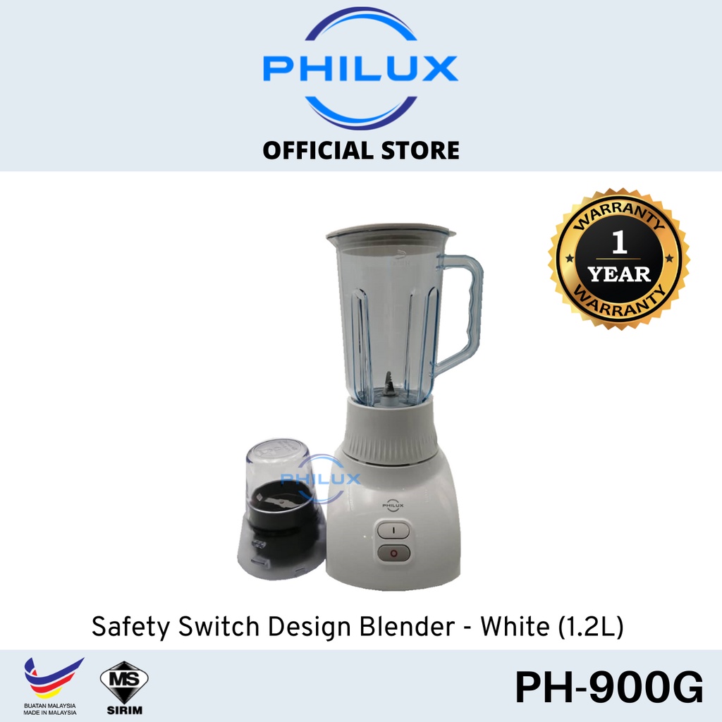 Philux Safety Switch Design Blender - White (1.2L) PH-900G