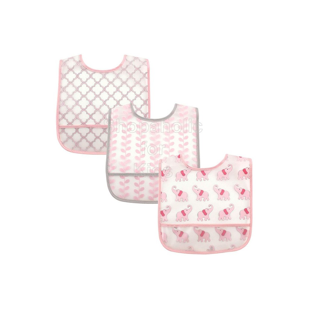 Luvable Friends Elephant Crumb Catcher Waterproof Bibs, Pack of 3 s4kph baby newborn bib breastfeed