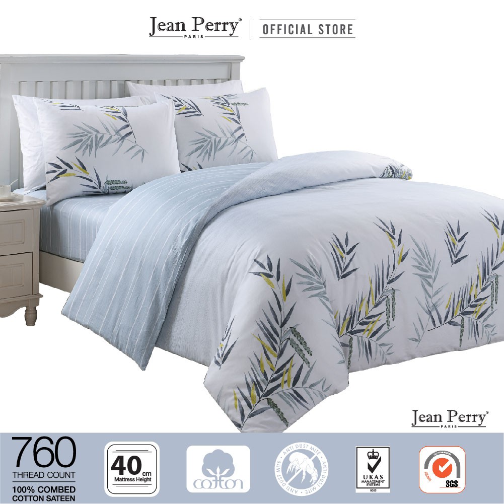 Jean Perry Montana Super Single 3 In 1 Bedsheet Fitted Set 100 Combed Cotton Sateen 760 Threadcount 40cm Shopee Malaysia