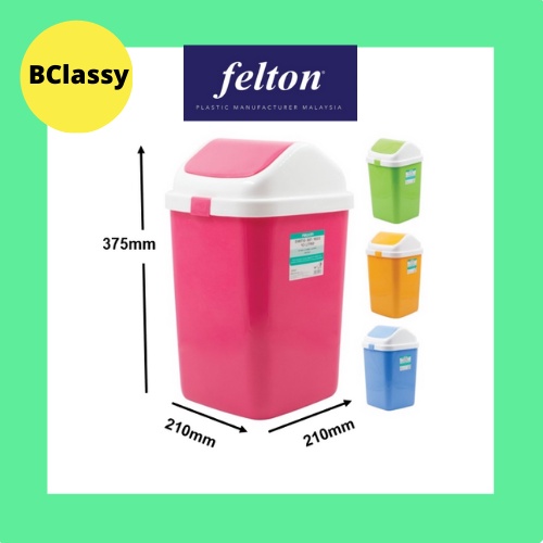 Felton Dustbin Swing 10L Plastik Bin Office,Home Tong Sampah Plastik