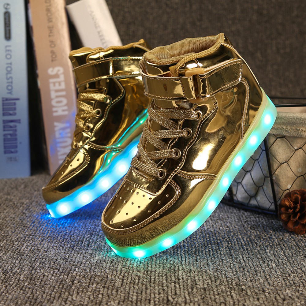 golden shoes that light up