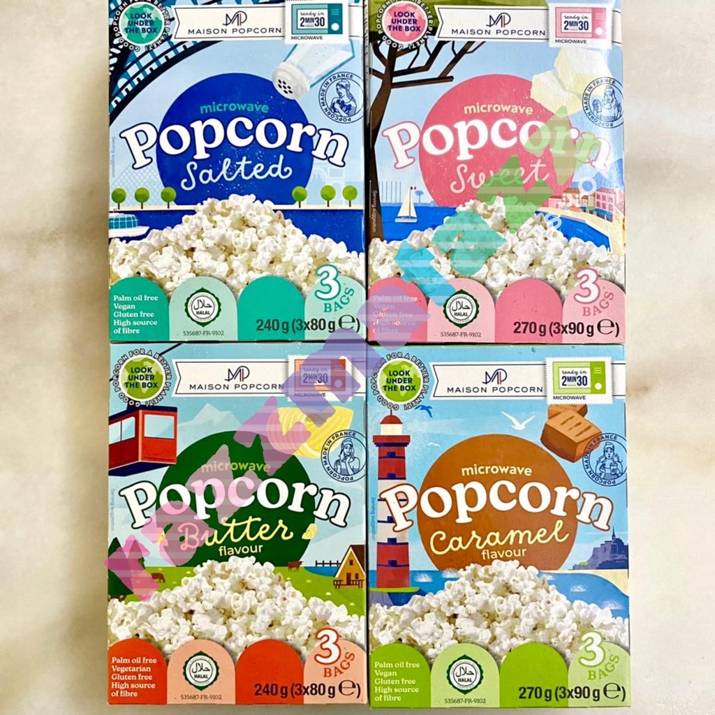 MAISON Popcorn HALAL Microwave Popcorn Imported France Butter / Salted / Sweet