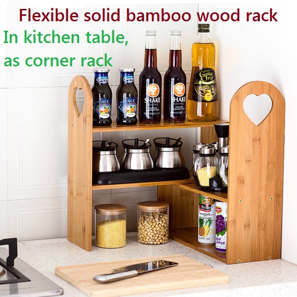 Wooden Kitchen Table Spice Rack Diy Bookshelf Portable Office