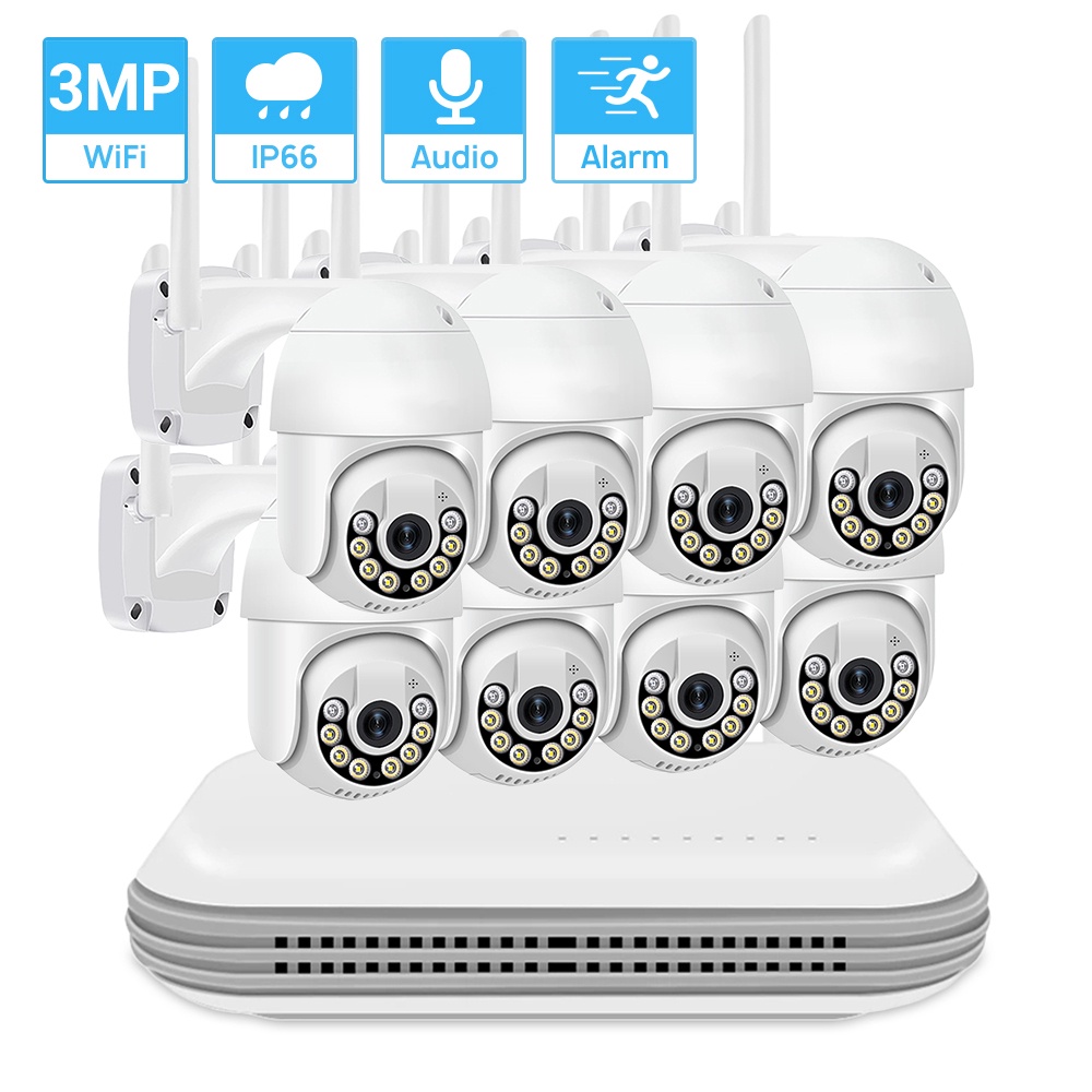 Hamrol H.265 8CH 3MP PTZ WIFI IP Security Camera Wireless NVR System