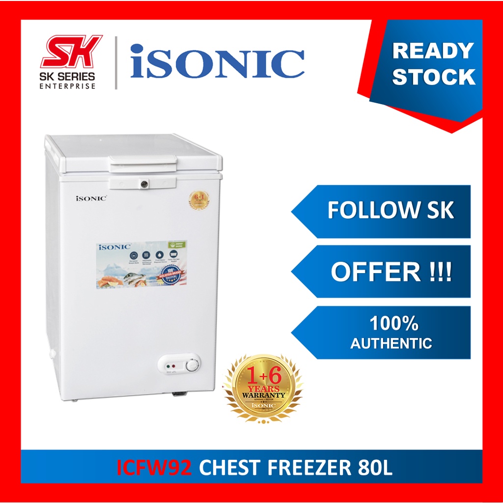 ISONIC ICFW92 CHEST FREEZER 80L PETI DINGIN BEKU Shopee Malaysia