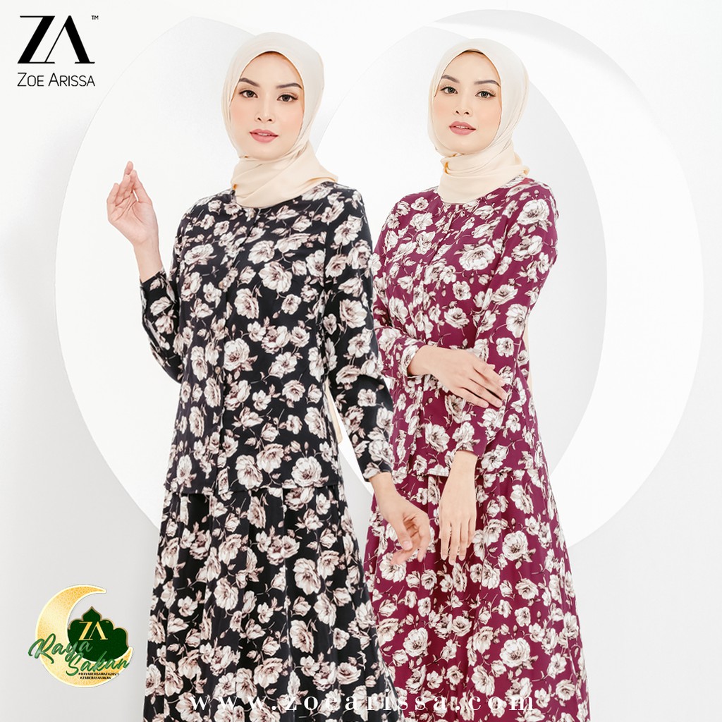 Baju Kurung Moden Raya 2021 Floral Pattern Baju Raya ZoeArissa Luna ...