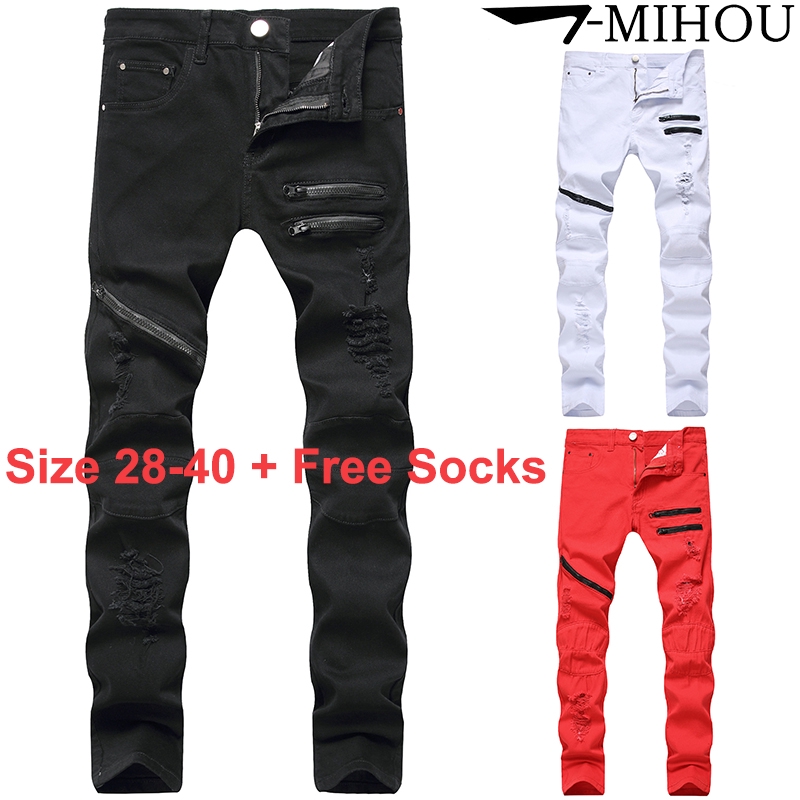 red ripped skinny jeans mens