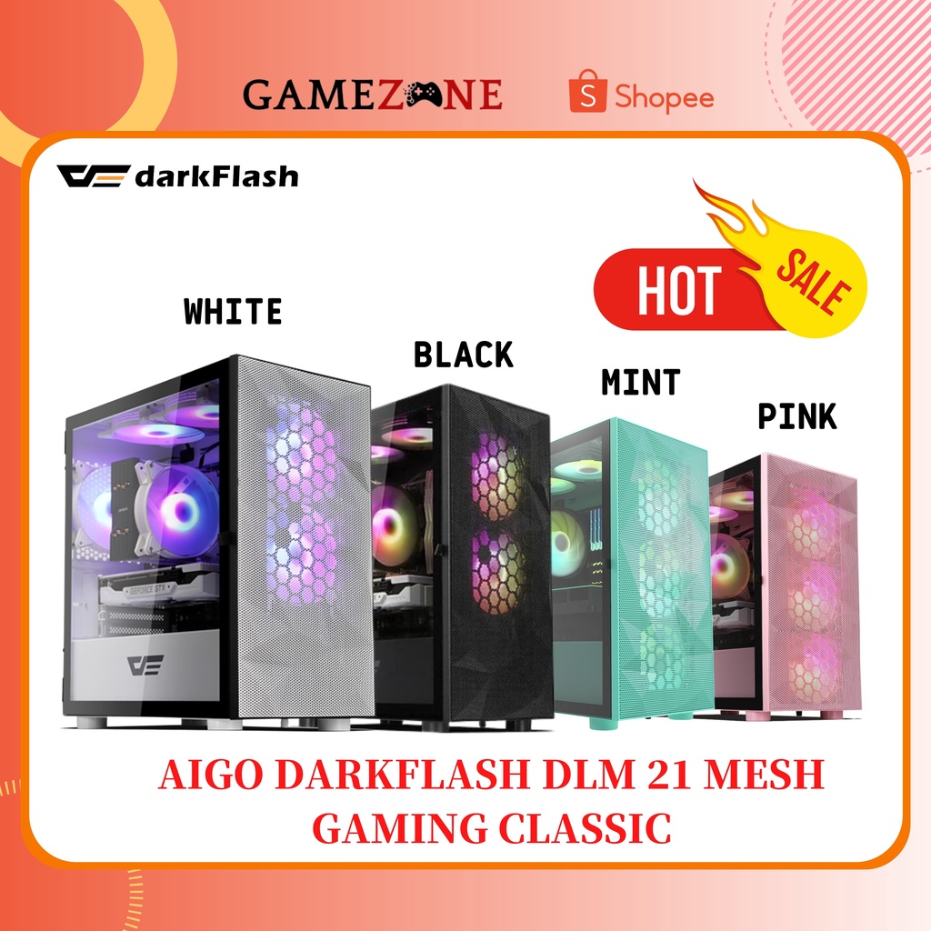 Dark Flash DLM21 Mesh Mid Tower Black, White And Pink White PC Case ...