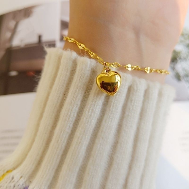 XESI European and American Simple Gold Love Pendant Bracelet Retro Peach Heart Girlfriend Bracelet Female